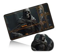 Dikoer MTG Playmat with Cloud Mouse Pad Set 24x14 in Card Play Mat with Magic Zones, Stitched Edges Adventure Gaming Desk Mat Small Mousepad for Commander TCG Inked Games, Skull Gray