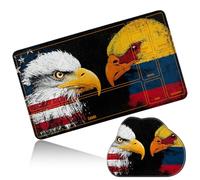 Dikoer MTG Playmat with Cloud Mouse Pad Set 24x14 in Card Play Mat with Magic Zones, Stitched Edges Adventure Gaming Desk Mat Small Mousepad for Commander TCG Inked Games, Two National Flag Eagles