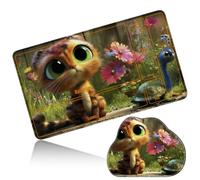 Dikoer MTG Playmat with Cloud Mouse Pad Set 24x14 in Card Play Mat with Magic Zones, Stitched Edges Adventure Gaming Desk Mat Small Mousepad for Commander TCG Inked Games, Kitten Flower Forest