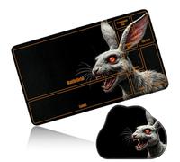 Dikoer MTG Playmat with Cloud Mouse Pad Set 24x14 in Card Play Mat with Magic Zones, Stitched Edges Adventure Gaming Desk Mat Small Mousepad for Commander TCG Inked Games, Gray Rat Darkness