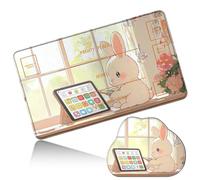Dikoer MTG Playmat with Cloud Mouse Pad Set 24x14 in Card Play Mat with Magic Zones, Stitched Edges Adventure Gaming Desk Mat Small Mousepad for Commander TCG Inked Games, Pink Flower Bunny