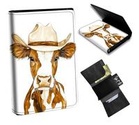 Dikoer Music Panda Minimalist Wallet for Men, Pop Up Card Case Wallet, PU Leather Automatic Credit Card Holder Metal Money Clip Wallet RFID Blocking Bifold Pocket Wallet, Yellow Cow