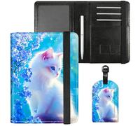 Dikoer Passport Holder with Vaccine Card Slot Combo w/Pen, Leather Cute RFID Passport Book Wallet Cover Airplane Travel Documents Organizer with RFID Blocking for Women Hummingbird Green, Blue White