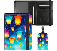 Dikoer Passport Holder with Vaccine Card Slot Combo w/Pen, Leather Cute RFID Passport Book Wallet Cover Airplane Travel Documents Organizer with RFID Blocking for Women Hummingbird Green, Lantern