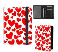 Dikoer Passport Holder with Vaccine Card Slot Combo w/Pen, Leather Cute RFID Passport Book Wallet Cover Airplane Travel Documents Organizer with RFID Blocking for Women Hummingbird Green, Red Heart