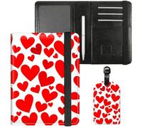 Dikoer Passport Holder with Vaccine Card Slot Combo w/Pen, Leather Cute RFID Passport Book Wallet Cover Airplane Travel Documents Organizer with RFID Blocking for Women Hummingbird Green, Red Heart