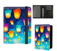 Dikoer Passport Holder with Vaccine Card Slot Combo w/Pen, Leather Cute RFID Passport Book Wallet Cover Airplane Travel Documents Organizer with RFID Blocking for Women Hummingbird Green, Lantern