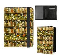 Dikoer Passport Holder with Vaccine Card Slot Combo w/Pen, PU Leather Cute RFID Passport Book Wallet Cover Airplane Travel Documents Organizer with RFID Blocking for Women Men, Retro Books