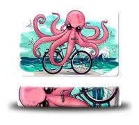 Dikoer Pet Feeding Mat 15.7"x23.6", Pet Dining Mat, Pet Resting Mat, Dog Food Mat with Waterproof Rubber Liner, Easy to Clean Pet Dining Mat Drinking Fountain Mat for Dogs, Cats - Pink Octopus
