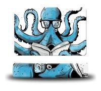 Dikoer Pet Feeding Mat 15.7"x23.6", Pet Dining Mat, Pet Resting Mat, Dog Food Mat with Waterproof Rubber Liner, Easy to Clean Pet Dining Mat Drinking Fountain Mat for Dogs, Cats - Blue Octopus