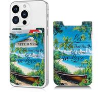 Dikoer Phone Wallet Stick on, Cell Phone Card Holder Pocket for Back of Phone with Stretchy Lycra Design, Credit Card ID Holder Sleeves Sticker for Galaxy Android Smartphone Case, Beach Bible 16-14
