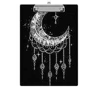 Dikoer Professional Clipboards 9 x 12.5 Inch Letter Size, Aesthetic Office Clipboard with Low Profile Metal Clip & Hanging Hook, Heavy Duty Writing Surface for Nurses Medical Home Work, White Moon