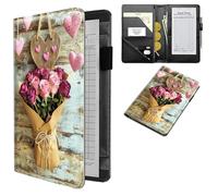 Dikoer Professional Server Wallet with Zippered Coin Pocket, Compact 4.7"x7.5" Waitstaff Organizer, Water-Resistant Leather Guest Check Holder with Pen Loop Server Books for Waitress, Flower Wood