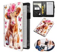 Dikoer Professional Server Wallet with Zippered Coin Pocket, Compact Waitstaff Organizer, Water-Resistant Leather Guest Check Holder with Pen Loop Server Books for Waitress, Pink Butterfly Bull