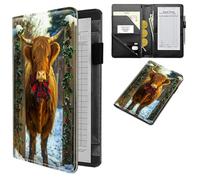 Dikoer Professional Server Wallet with Zippered Coin Pocket, Compact Waitstaff Organizer, Water-Resistant Leather Guest Check Holder with Pen Loop Server Books for Waitress, Snowy Yellow Cow