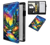 Dikoer Professional Server Wallet with Zippered Coin Pocket, Compact Waitstaff Organizer, Water-Resistant Leather Guest Check Holder with Pen Loop Server Books for Waitress, Dream Forest Brook