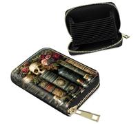 Dikoer RFID Blocking Card Holder for Men Women, Leather Accordion Wallet with 14 Card Slots & ID Window, Zip Around Credit Card Case Organizer for Travel Business Cruises Shop, Yellow Donkey, Vintage