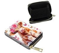Dikoer RFID Blocking Card Holder for Men Women, Leather Accordion Wallet with 14 Card Slots & ID Window, Zip Around Credit Card Case Organizer for Travel Business Cruises Shop, Gray Yellow Donkey