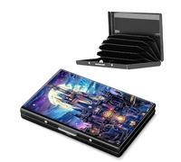 Dikoer RFID Credit Card Holder Tarjeteros De Hombres Business Card Holder for Women Men, Metal Wallet Case Pocket with Aluminum ID Hard Case for Travel, Cruises Elephant, Castle