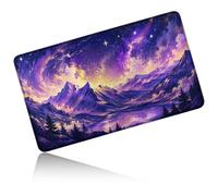 Dikoer TCG Playmat 24x14 Inch, Thick Card Play Mat with Precision Stitched Edges, Rubber Backing Game Mat for MTG Commander Deck, Tabletop TCG CCG RPG Gameplay Desk Pad, Starry Sky Purple