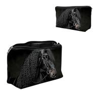 Dikoer Travel Makeup Bag, Padded Small Cosmetic Pouch with Zipper, Spandex Toiletry Organizer for Purse, Portable Makeup Clutch for Women, Shopping Potluck & Daily Use, 7.9" x 5.1", Cat Old, Black