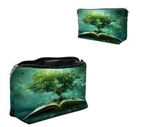 Dikoer Travel Makeup Bag, Padded Small Cosmetic Pouch with Zipper, Spandex Toiletry Organizer for Purse, Portable Makeup Clutch for Women, Shopping Potluck & Daily Use, 7.9" x 5.1", Cat Man, Green