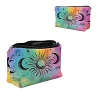 Dikoer Travel Makeup Bag, Padded Small Cosmetic Pouch with Zipper, Spandex Toiletry Organizer for Purse, Portable Makeup Clutch for Women, Shopping Potluck & Daily Use, Sunset Cat Back View