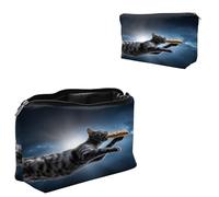 Dikoer Travel Makeup Bag, Padded Small Cosmetic Pouch with Zipper, Spandex Toiletry Organizer for Purse, Portable Makeup Clutch for Women, Shopping Potluck & Daily Use, 7.9" x 5.1", Gray Cat Galaxy