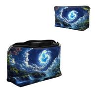 Dikoer Travel Makeup Bag, Padded Small Cosmetic Pouch with Zipper, Spandex Toiletry Organizer for Purse, Portable Makeup Clutch for Women, Shopping Potluck & Daily Use, 7.9" x 5.1", Cat Old, Forest