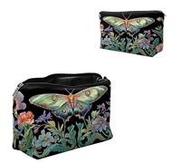 Dikoer Travel Makeup Bag, Padded Small Cosmetic Pouch with Zipper, Spandex Toiletry Organizer for Purse, Portable Makeup Clutch for Women, Shopping Potluck & Daily Use, 7.9" x 5.1", Cat Old, Green