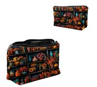 Dikoer Travel Makeup Bag, Padded Small Cosmetic Pouch with Zipper, Spandex Toiletry Organizer for Purse, Portable Makeup Clutch for Women, Shopping Potluck & Daily Use, 7.9" x 5.1", Cat Man, Library