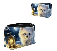 Dikoer Travel Makeup Bag, Padded Small Cosmetic Pouch with Zipper, Spandex Toiletry Organizer for Purse, Portable Makeup Clutch for Women, Shopping Potluck & Daily Use, 7.9" x 5.1", Cat Old, White