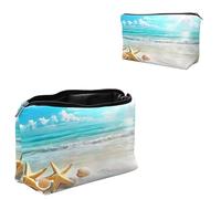 Dikoer Travel Makeup Bag, Padded Small Cosmetic Pouch with Zipper, Spandex Toiletry Organizer for Purse, Portable Makeup Clutch for Women, Shopping Potluck & Daily Use, 7.9" x 5.1", Cat Old, Beach
