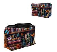 Dikoer Travel Makeup Bag, Padded Small Cosmetic Pouch with Zipper, Spandex Toiletry Organizer for Purse, Portable Makeup Clutch for Women, Shopping Potluck & Daily Use, 7.9" x 5.1", Cat Old, Flower