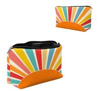 Dikoer Travel Makeup Bag, Padded Small Cosmetic Pouch with Zipper, Spandex Toiletry Organizer for Purse, Portable Makeup Clutch for Women, Shopping Potluck & Daily Use, Sunset Cat Back View, Colorful
