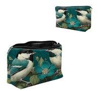 Dikoer Travel Makeup Bag, Padded Small Cosmetic Pouch with Zipper, Spandex Toiletry Organizer for Purse, Portable Makeup Clutch for Women, Shopping Potluck & Daily Use, 7.9" x 5.1", Green Hummingbird