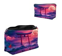 Dikoer Travel Makeup Bag, Padded Small Cosmetic Pouch with Zipper, Spandex Toiletry Organizer for Purse, Portable Makeup Clutch for Women, Shopping Potluck & Daily Use, 7.9" x 5.1", Cat Man, Moon Pink