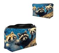 Dikoer Travel Makeup Bag, Padded Small Cosmetic Pouch with Zipper, Spandex Toiletry Organizer for Purse, Portable Makeup Clutch for Women, Shopping Potluck & Daily Use, 7.9" x 5.1", Cat Old Man, Three