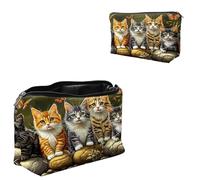 Dikoer Travel Makeup Bag, Padded Small Cosmetic Pouch with Zipper, Spandex Toiletry Organizer for Purse, Portable Makeup Clutch for Women, Shopping Potluck & Daily Use, Cat Old Man, Flower Cat 1