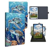 Dikoer Universal Case for LG G Pad 5 10.1 Inches 2019 Release Models LM-T600L, T600L, Adjustable Silicon Band Shockproof TPU Protective PU Leather Cover for 9-10.5 Inch, Sea Turtles