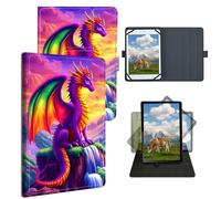 Dikoer Universal Case for LG G Pad F 8.0"/7.0" LK430/G Pad F2 X2 Pad X 8.0, Adjustable Silicon Band Shockproof TPU Protective PU Leather Cover for 7-9 Inch, Purple Dragon Sky