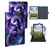 Dikoer Universal Case for LG G Pad F 8.0"/7.0" LK430/G Pad F2 X2 Pad X 8.0, Adjustable Silicon Band Shockproof TPU Protective PU Leather Cover for 7-9 Inch, Purple Dragon