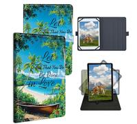 Dikoer Universal Case for LG G Pad F 8.0"/7.0" LK430/G Pad F2 X2 Pad X 8.0, Adjustable Silicon Band Shockproof TPU Protective PU Leather Cover for 7-9 Inch, Beach Bible 16-14