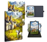 Dikoer Universal Case for Remarkable 2 10.3 Inch Digital Paper 2020 Released, Adjustable Silicon Band Shockproof TPU Protective PU Leather Cover for 9-10.5 Inch, White Horse Castle