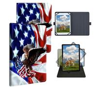 Dikoer Universal Case for Remarkable 2 10.3 Inch Digital Paper 2020 Released, Adjustable Silicon Band Shockproof TPU Protective PU Leather Cover for 9-10.5 Inch, Eagle on American Flag