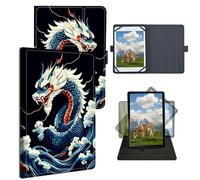 Dikoer Universal Case for Xiaomi Redmi Pad 2 11 inch 2025/Pad 7/7 Pro 11.2 Inch, Adjustable Silicon Band Shockproof TPU Protective PU Leather Cover for 10.5-11.5 Inch, Brown Dragon