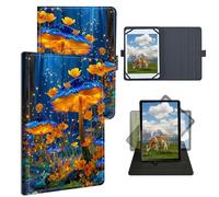 Dikoer Universal Tablet Case for Onn 10.1" 2020/Onn 10.1" Pro 2020 /Onn 10.1 Inch Gen 3 2022, Adjustable Silicon Band Shockproof TPU Protective PU Leather Cover for 9-10.5 Inch, Blue Magic Mushroom