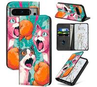 Dikoer Wallet Case for Google Pixel 10/10 Pro Women Men, Flip Cover with Kickstand Card Slots Magnetic Closure Shock-Absorbent Protection Phone Cases, Fist Cat