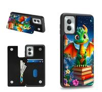 Dikoer Wallet Case for Motorola Moto G Play 5G 2024 6.5" Credit Card Holder Slots Cover & Shockproof Soft Silicone Protection Kickstand Cards Slot Cases for Women Man, Flower Green Dragon Book