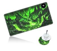Dikoer Warm Desk Mat Heated Mouse Pad with Coaster 23.6 * 14 Inch, Olidik 3 Speed Touch Warm Extended Large Playmat Foot Warmer for Office Laptop Computer Home Game Accessories, Green Mountains